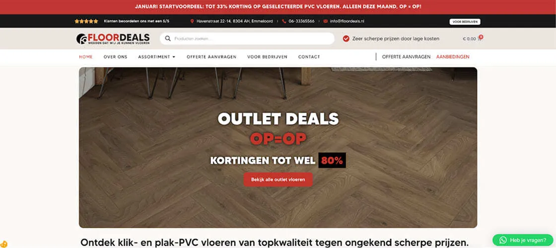 Webshop van Floordeals: outlet-deals